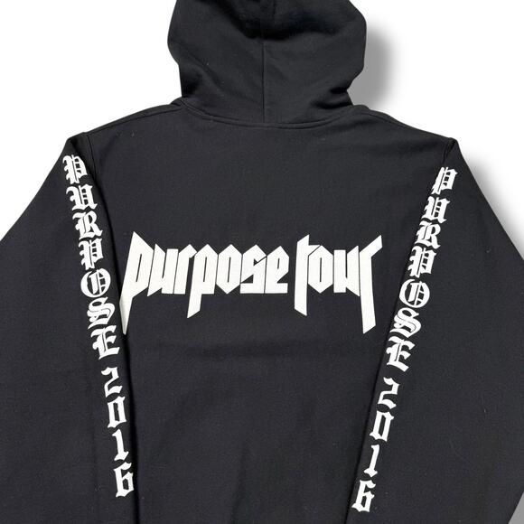 Justin Bieber Purpose Tour 2016 Staff Hoodie Medium Champion Reverse Weave Black - Picture 4 of 9